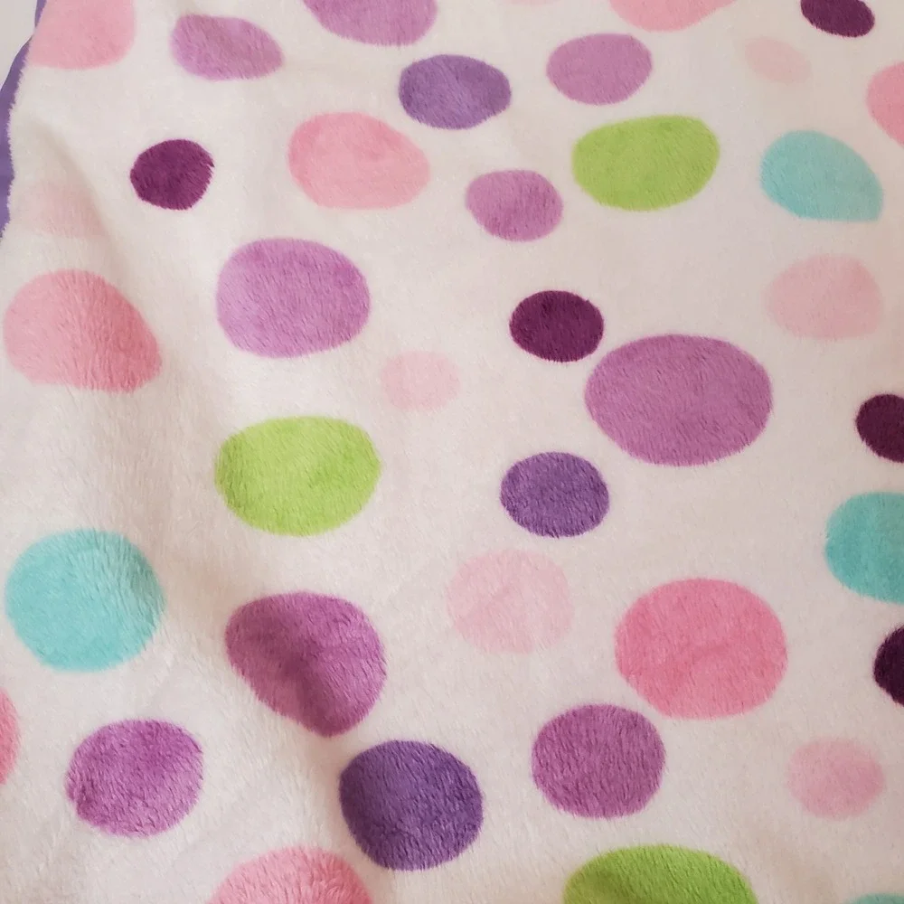 Carters Cozy Baby Girl Blanket Polka Dots Pink White Blue Green Purple‎ Satin
